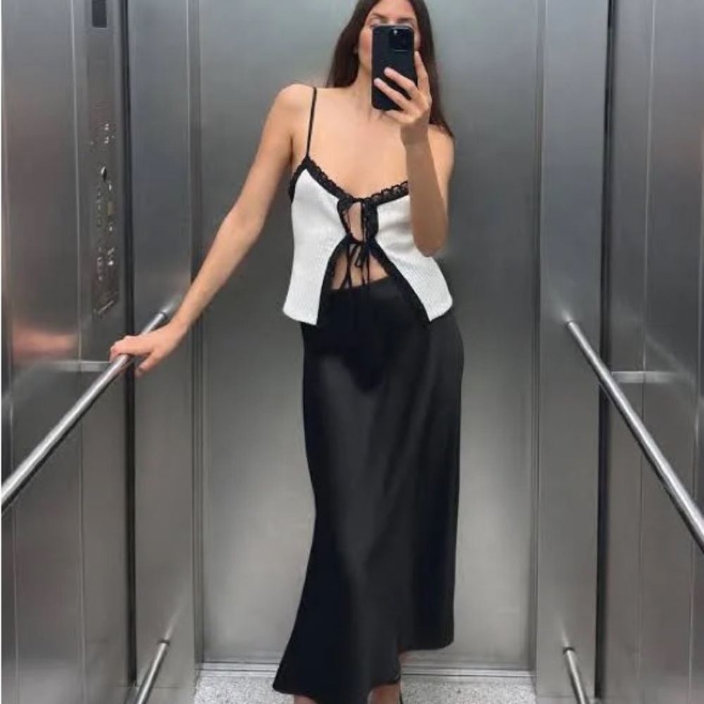 Zara Satin Black Skirt